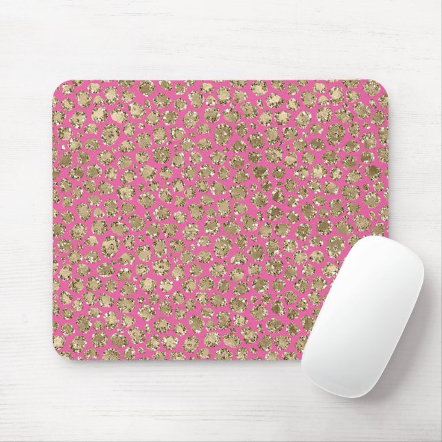 Mousepad Impressão Leopardo Rosa Dourada (Com mouse)