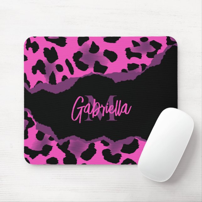 Mousepad Impressão Leopardo Rosa e Púrpura (Com mouse)