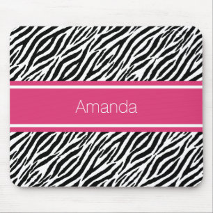 Mousepad Impressão moderno da zebra com listra cor-de-rosa