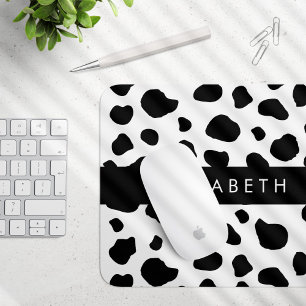 Mousepad Impressão, Pontos De Vaca, Preto E Branco, Seu Nom