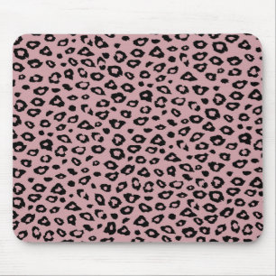 Mousepad Impressão Preta-Leopardo Rosa