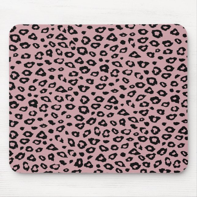 Mousepad Impressão Preta-Leopardo Rosa (Frente)