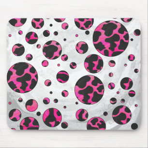 Mousepad Impressão preto-rosa-quente da vaca monográfica