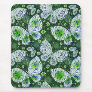 Mousepad Impressão Verde de Borboleta de Paisley