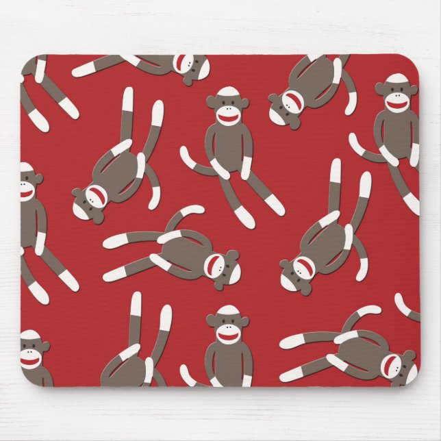 Mousepad Impressão vermelho do macaco da peúga (Frente)