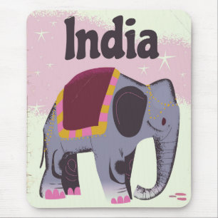 Mousepad Impressão viagens vintage de poster de Elefante In