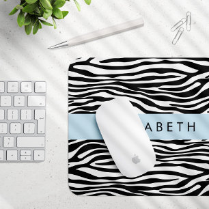 Mousepad Impressão Zebra, Stripes, Preto E Branco, Seu Nome