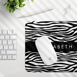 Mousepad Impressão Zebra, Stripes, Preto E Branco, Seu Nome