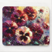Impressionista Maroon Pansies Floral Pintura