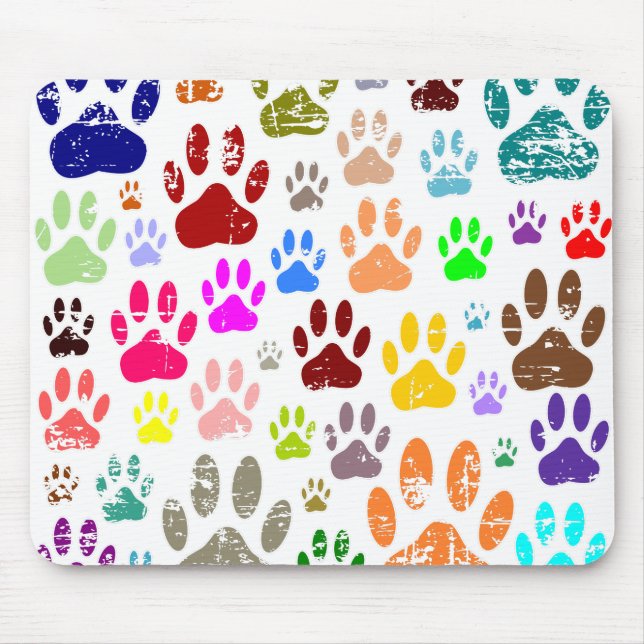 Mousepad Impressões Coloridas Coloridas de Pata de Cachorro (Frente)
