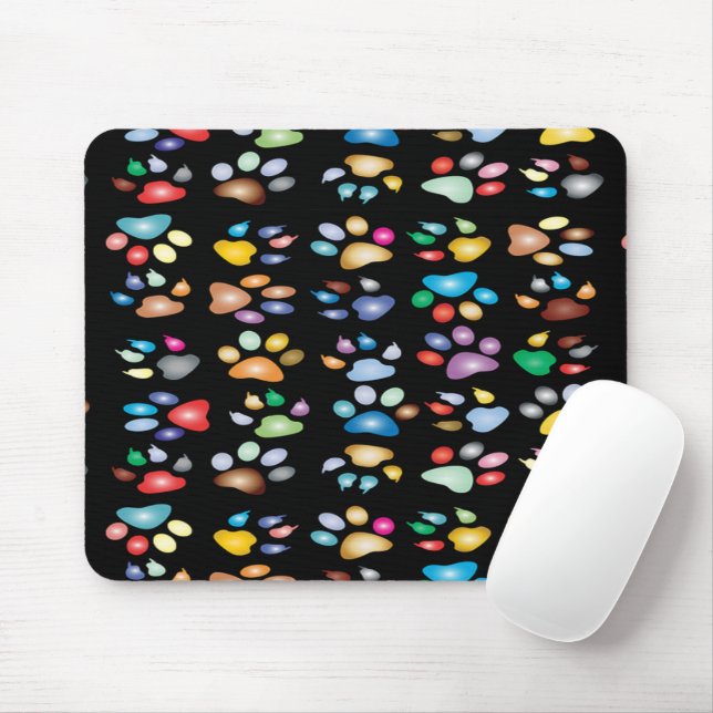 Mousepad Impressões coloridas da pata (Com mouse)