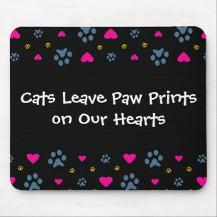 Mousepad Impressões da pata da licença dos gatos em nosso