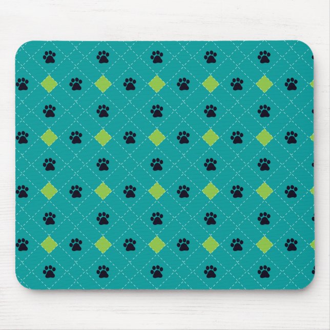 Mousepad Impressões verdes da pata de Argyle (Frente)
