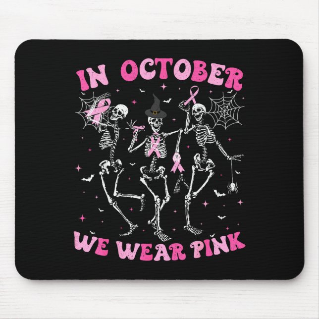 Mousepad In October We Wear Nk Halloween Breast Cancer Skel (Frente)