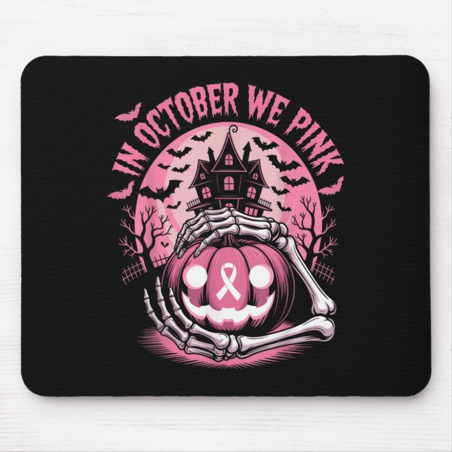 Mousepad In October We Wear Nk Halloween Pumpkin Skeleton D (Frente)