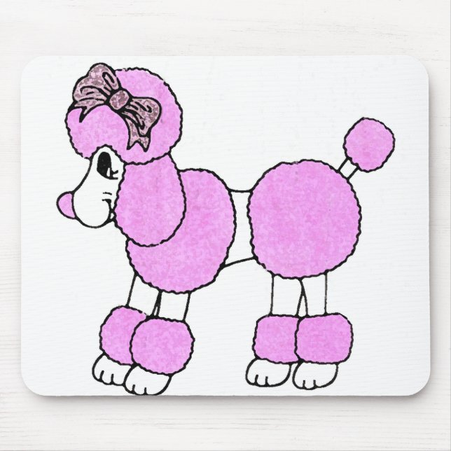 Mousepad Inchado a caniche cor-de-rosa (Frente)