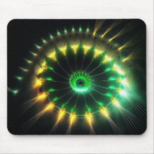 Mousepad Incrível Fractal de Cata-Vento Amarelo e Verde
