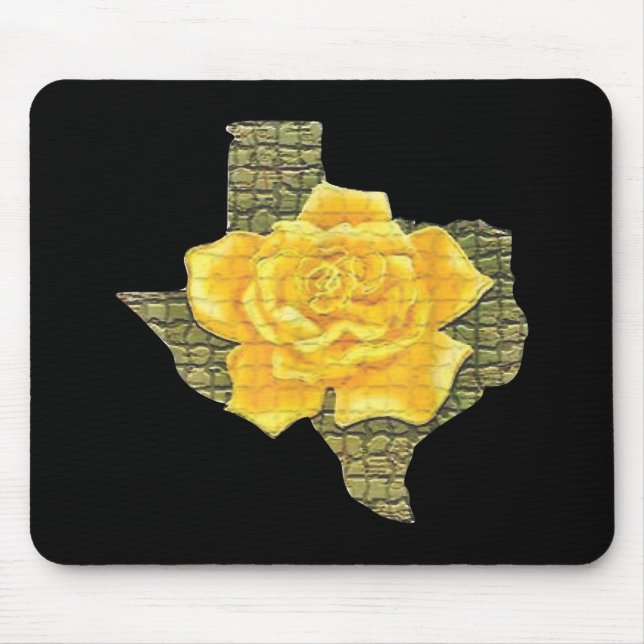 Mousepad Incrível Rosa Amarela Da Flor De Padrão Do Texas (Frente)