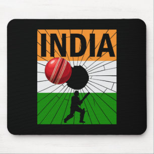 Mousepad Índia Críquete Com Pincelada Da Bandeira Indiana A