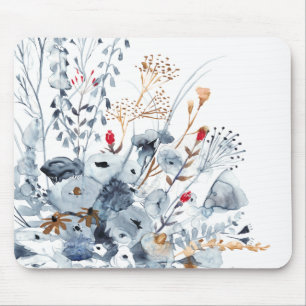 Mousepad Indigo & Ochre - Flores de Aquarela