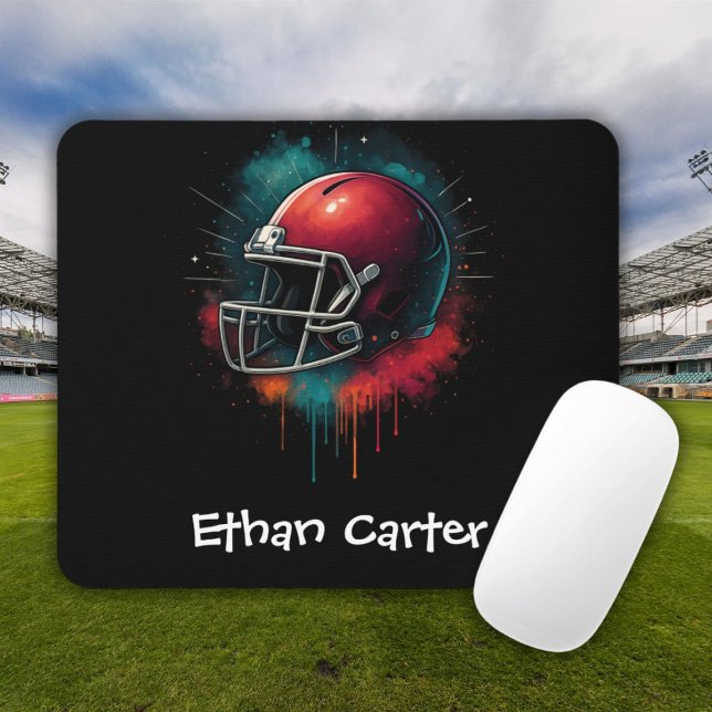 Mousepad Infantil Capacete de Futebol Vermelho Ver (Red Green Football Helmet Kids Mousepad)