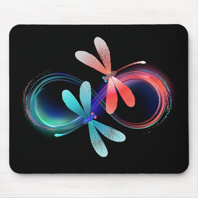 Mousepad Infinito com libélulas brilhantes (Frente)