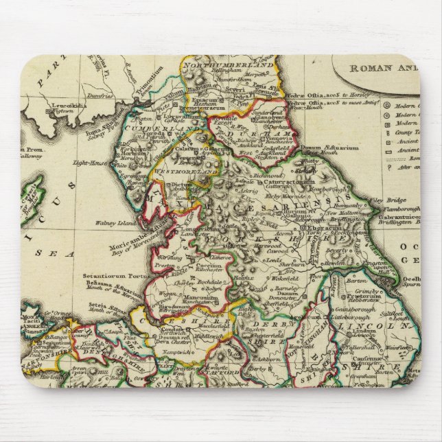 Mousepad Inglaterra, País de Gales romano, moderno (Frente)
