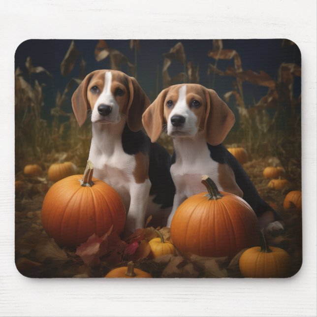 Mousepad Inglês Americano Foxhound Puppy Autumn Delight (Frente)