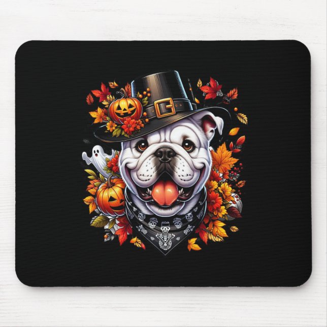 Mousepad Inglês do Dia das Bruxas Deixa Pumpkins Gho (Frente)