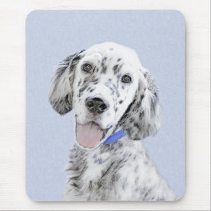 Mousepad Inglês Setter Blue Belton pintando arte canina