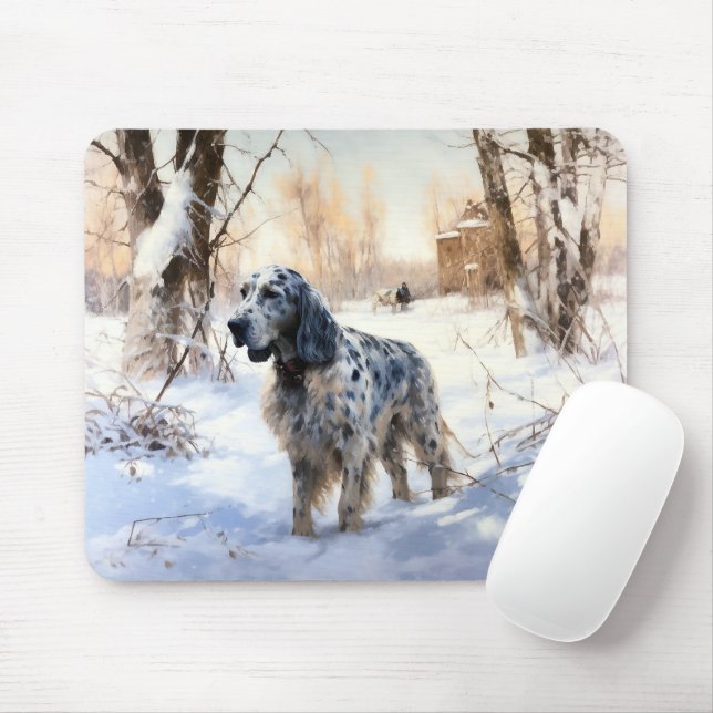 Mousepad Inglês Setter Que Neve Natal (Com mouse)