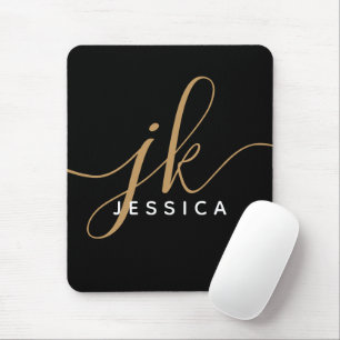 Mousepad Iniciais de Monograma de Script Elegante Moderno D