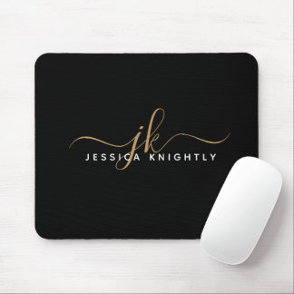 Mousepad Iniciais de Monograma de Script Elegante Moderno D