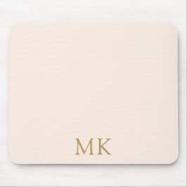 Mousepad Iniciais de Monograma Dourado, Rosa-Rosa Personali