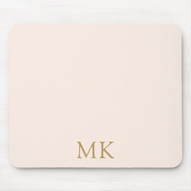 Mousepad Iniciais de Monograma Dourado, Rosa-Rosa Personali (Frente)