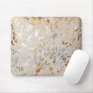 Mousepad Iniciais de Monograma Metálico Dourado de Impressã