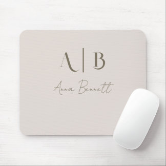 Mousepad Iniciais de Monograma Personalizado Moderno Nome b