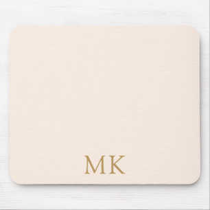 Mousepad Iniciais de Monogramas Dourados, cor-de-rosa, embu