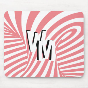 Mousepad Iniciais de Padrão de Abstrato Zebra Branca Retroa