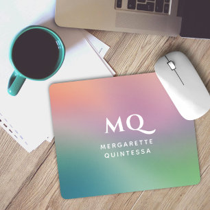 Mousepad Iniciais de Pastel Colorido Moderno e Monograma Br
