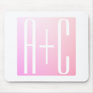 Mousepad Iniciais do Casal Graduação Rosa Sutil