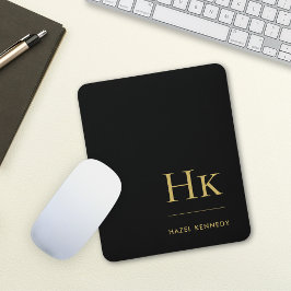 Mousepad Iniciais Dourados Elegantes Clássicos do Monograma