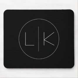 Mousepad Iniciais Elegantes Minimalistas em Branco em Preto