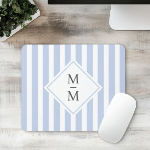 Mousepad Iniciais monográficas listras brancas, azuis-clara