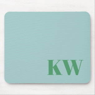 Mousepad Iniciais Monograma Azul Claro Modernas Personaliza