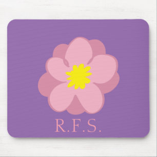 Mousepad Iniciais Monogramados De Flor Roxo