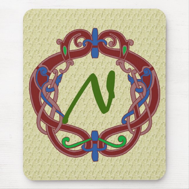Mousepad Iniciais Monogramados Placas Móveis Design Celtas (Frente)