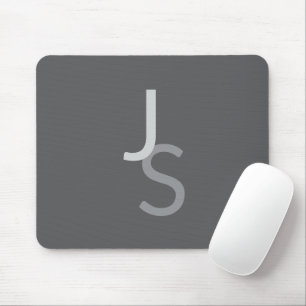 Mousepad Iniciais Monogramas Sobrepostos Modernos   Cinza