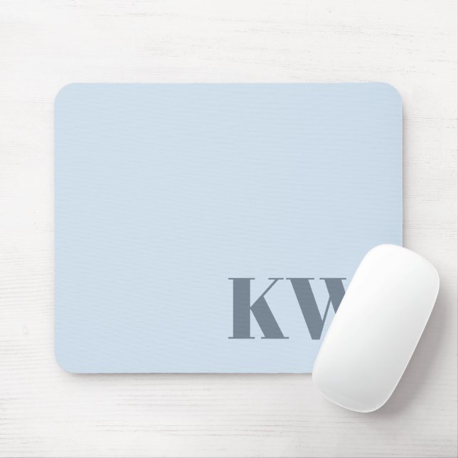 Mousepad Iniciais Personalizadas Monograma Azul Macio Moder (Com mouse)