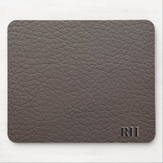 Mousepad Iniciais Personalizados De Couro De Taupe Faux Mon